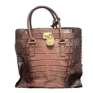 Micheal Kors Hamilton Large Tote Croc Embossed in Brown